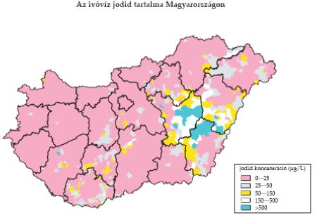 Ma a magyar lakosság 80 %-a olyan területen él, amely jódhiányos. A kilencvenes évek közepén az ivóvíz jódtartalmára vonatkozó vizsgálatok megmutatták, hogy a 3200 magyar település közül csak 84 lakói fogyasztottak megfelelő jódtartalmú (150 µg literenként) vizet.